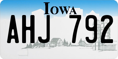 IA license plate AHJ792