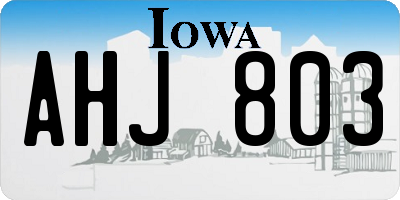 IA license plate AHJ803