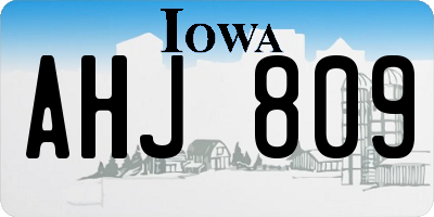 IA license plate AHJ809