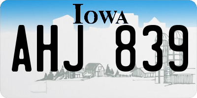 IA license plate AHJ839