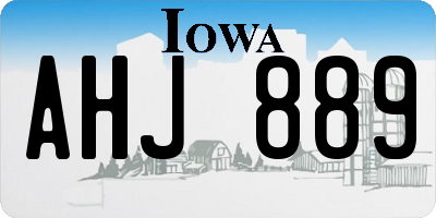 IA license plate AHJ889