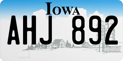 IA license plate AHJ892