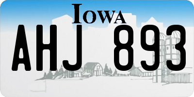 IA license plate AHJ893