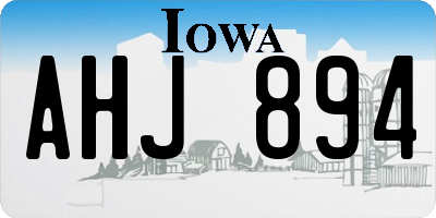 IA license plate AHJ894