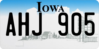 IA license plate AHJ905