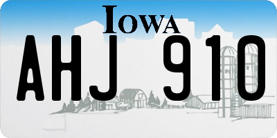 IA license plate AHJ910