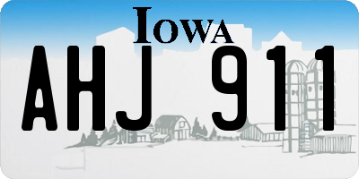 IA license plate AHJ911