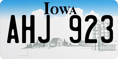 IA license plate AHJ923
