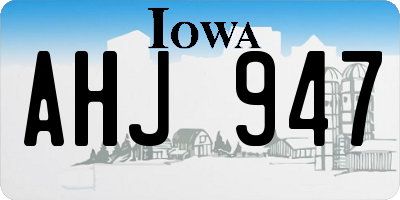 IA license plate AHJ947