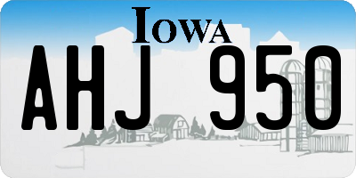 IA license plate AHJ950