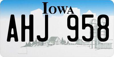 IA license plate AHJ958