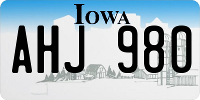 IA license plate AHJ980