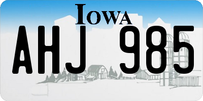 IA license plate AHJ985