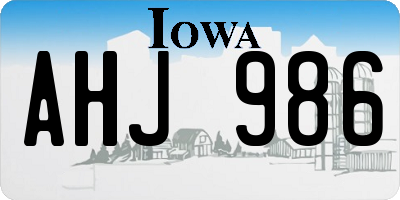 IA license plate AHJ986