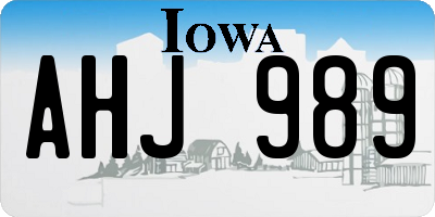 IA license plate AHJ989