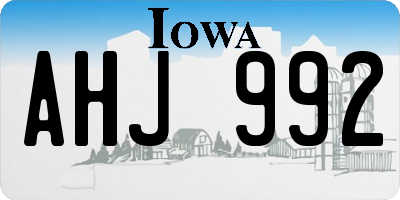 IA license plate AHJ992