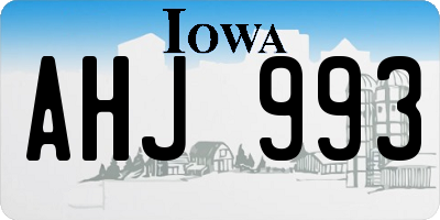 IA license plate AHJ993