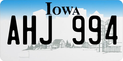 IA license plate AHJ994
