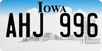 IA license plate AHJ996