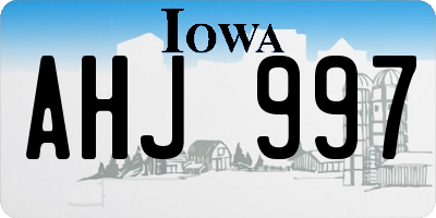 IA license plate AHJ997