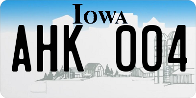 IA license plate AHK004