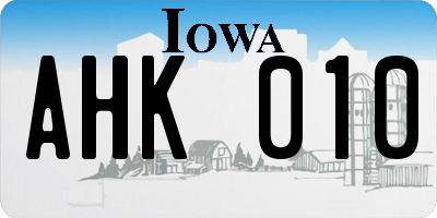 IA license plate AHK010