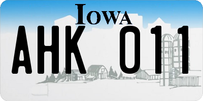 IA license plate AHK011