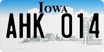 IA license plate AHK014