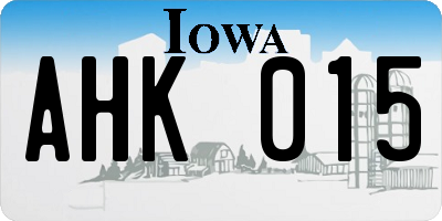 IA license plate AHK015