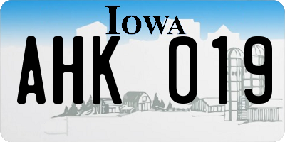 IA license plate AHK019