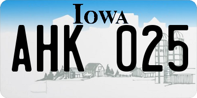 IA license plate AHK025