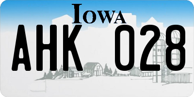 IA license plate AHK028