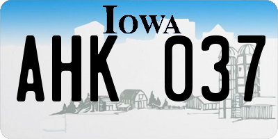 IA license plate AHK037