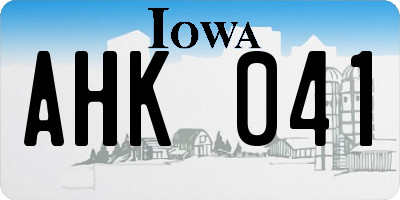 IA license plate AHK041