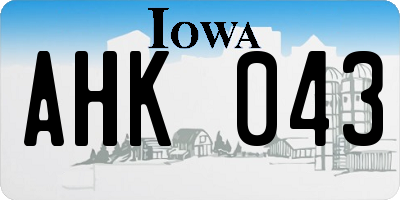 IA license plate AHK043