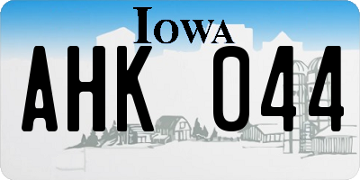 IA license plate AHK044