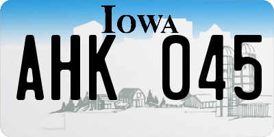IA license plate AHK045