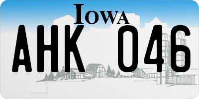 IA license plate AHK046