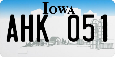 IA license plate AHK051