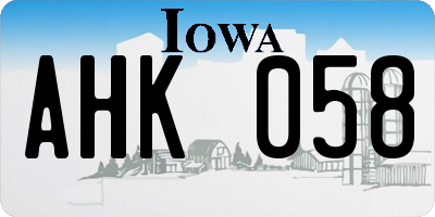 IA license plate AHK058