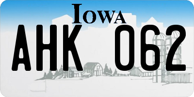 IA license plate AHK062