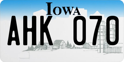 IA license plate AHK070