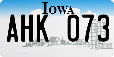 IA license plate AHK073
