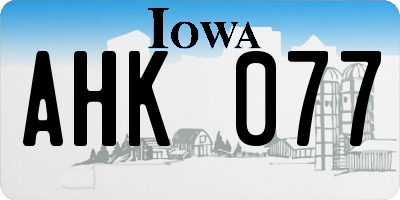 IA license plate AHK077