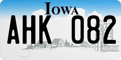 IA license plate AHK082