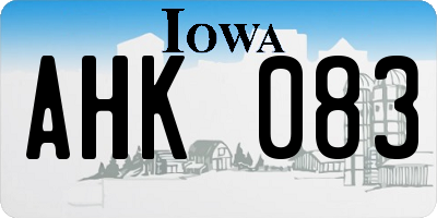 IA license plate AHK083