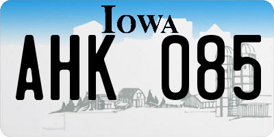 IA license plate AHK085