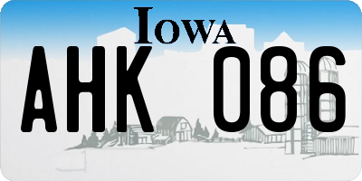 IA license plate AHK086