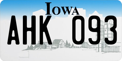 IA license plate AHK093