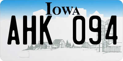 IA license plate AHK094